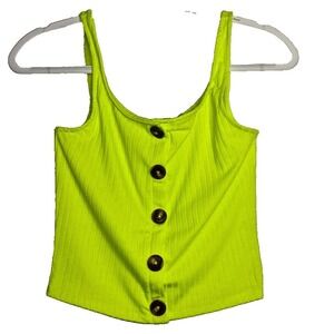 HEART‎ & HIPS Y2K Inspo Cropped Neon Yellow Top Sz M